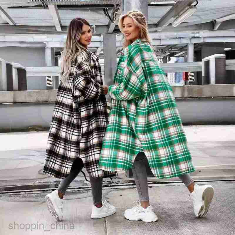 fashion Women Jackets Coats Fashionable New Extended Plaid Shirt Women's Coat