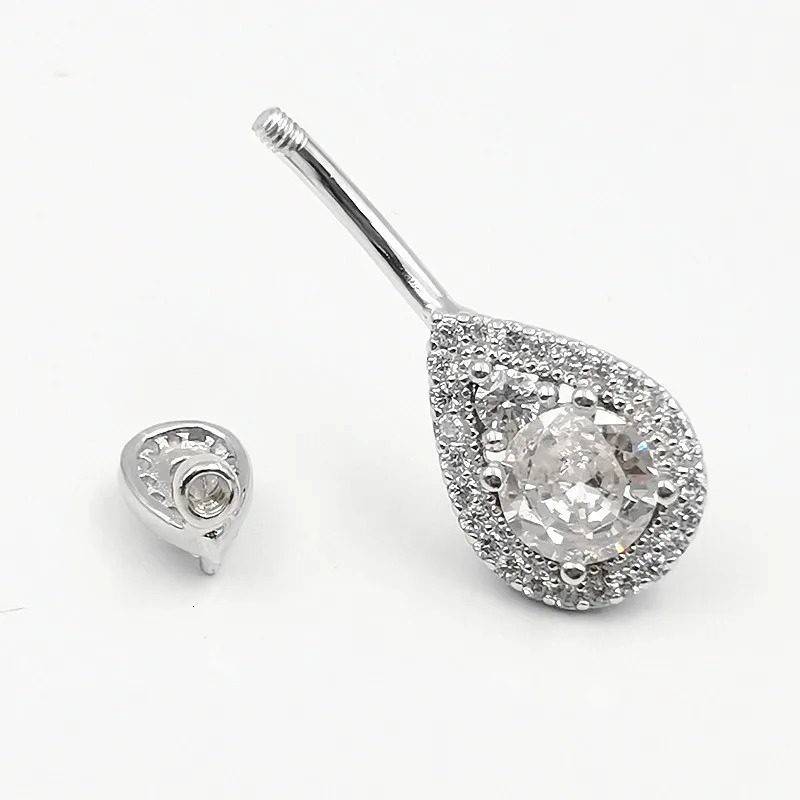 1pc 925 Sterling Silver Belly Button Rings for Women Clear CZ Navel Barbell Navel Bars Piercing Jewelry 240626