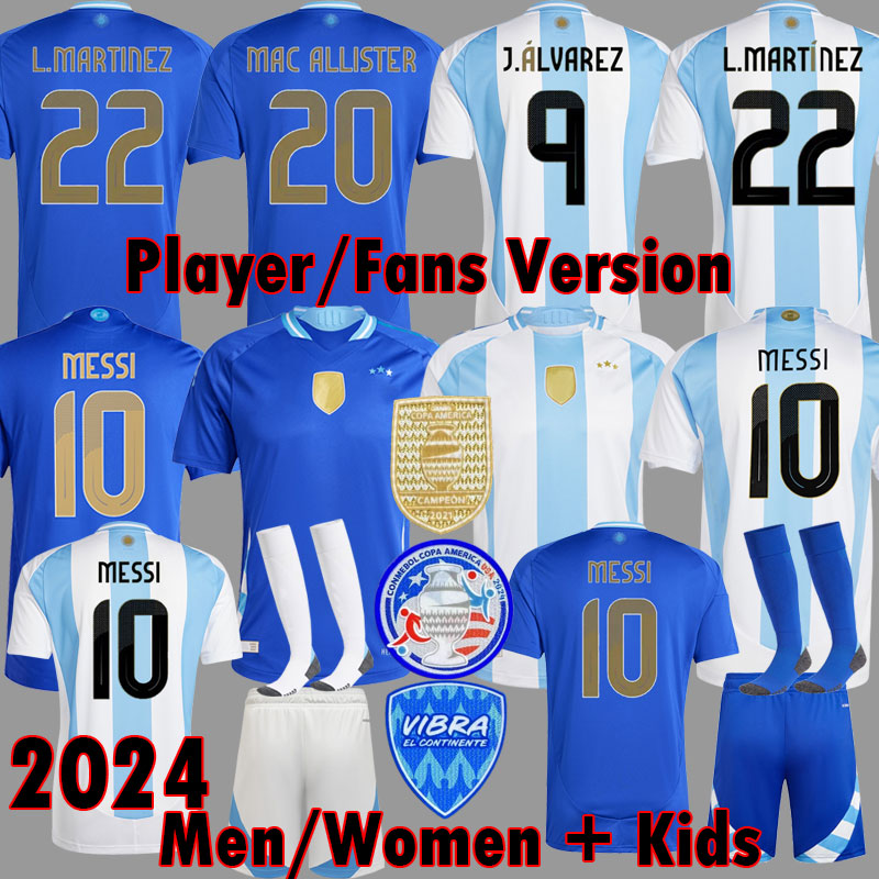 2024 Argentina copa soccer JerseyS ALVAREZ Fans player version DYBALA MARTINEZ Maradona football shirt Men women Kids sets uniform di maria 3 Stars 3XL 4XL