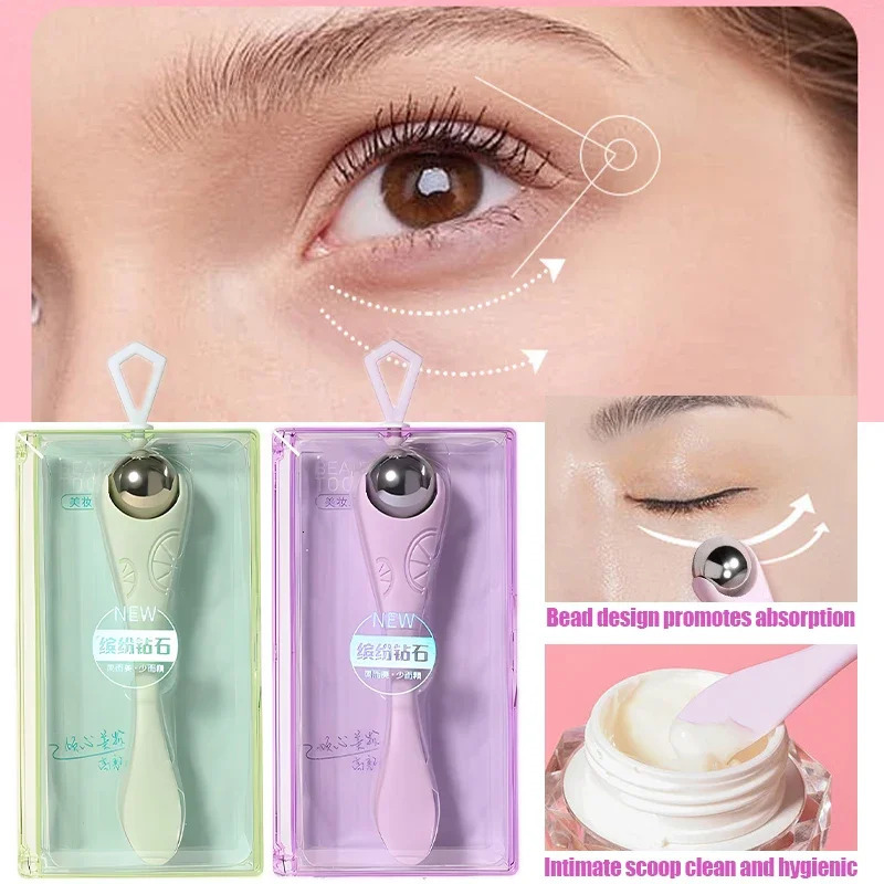 1pcs Double-headed 360° Roller Ball Eyes Massager Multi-purpose Reduce Eye Lines Massage Stick Eye Cream Scooping Skin Care Tool 240626