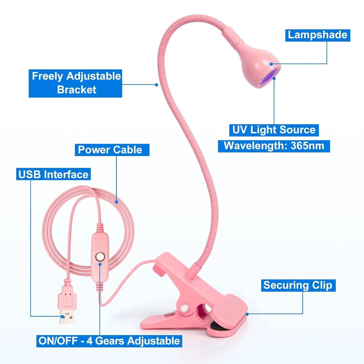 LED Nail Lamps 3W Flexible Gooseneck Lamp Quicky Dry Nail Manicure Dryer Gel Polish Curing Light for Gel Nails 240626