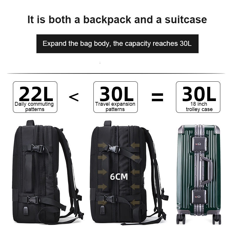 Anti-theft Expandable 15.6 Inch Laptop Men Waterproof Multifunctional Backpack Business Mochila USB Charging School Bag H6.27#41 ddmy 5dc1
