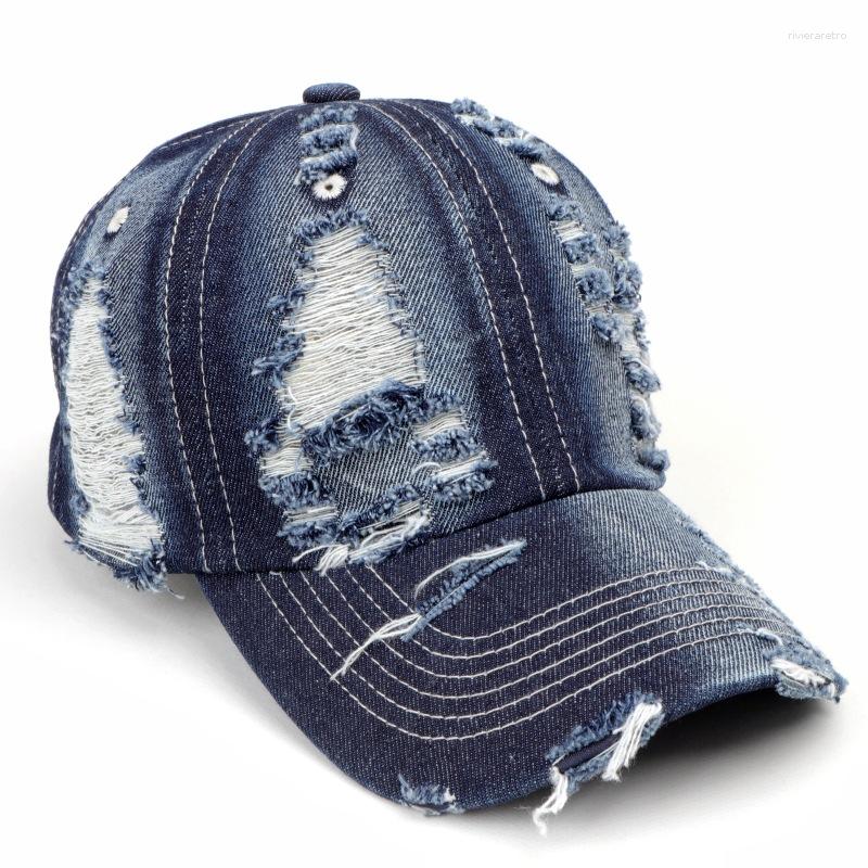 Ball Caps Hat Men's Spring And Summer Denim Ripped Peaked Cap Female Personality Street Fashion Baseball Sun Protection