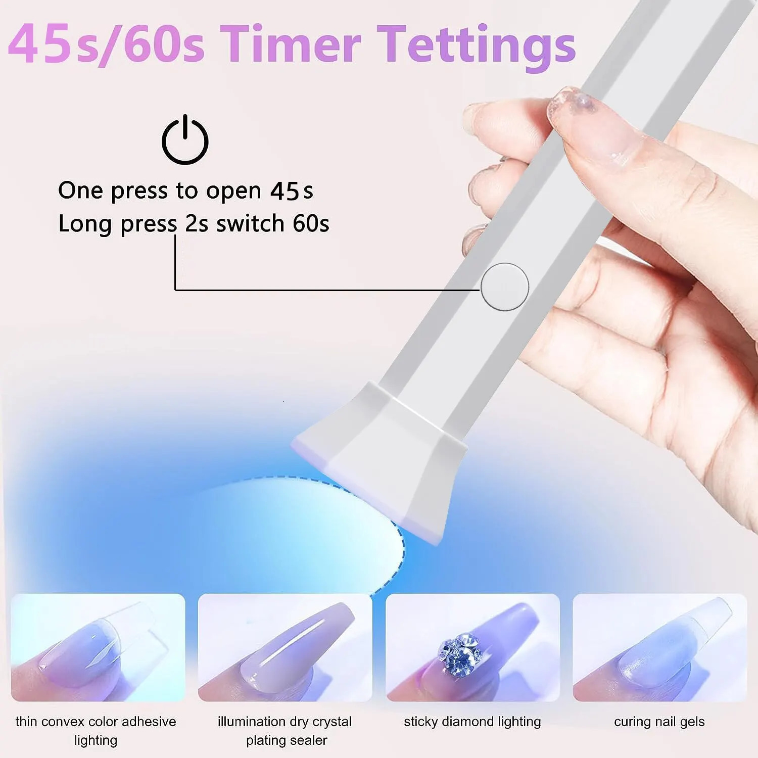 Portable Nail Dryer Lamp UV LED Nail Light For Curing All Gel Polish Rechargeable Quick Dry Manicure Machine Nail Art Tools 240626