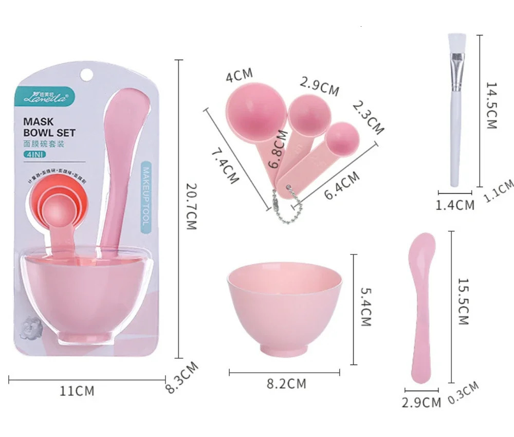 9/6/pcs Set Pink Mask Bowl Mask Full DIY Beauty Tools Mask Mixing Bowl Brush Spoon Stick Tool Face Care Kit 240626