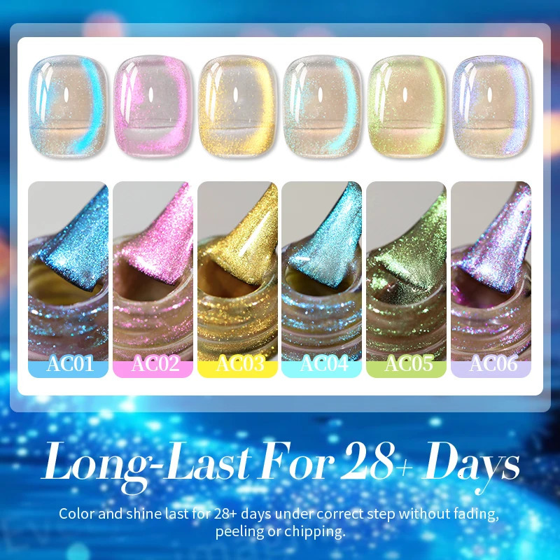 10ml Auroras Blue Cat Magnetic Gel Nail Polish Shining Glimmer Fairy Crystal Magnetic Gel Polish for Summer Nail DIY 240626