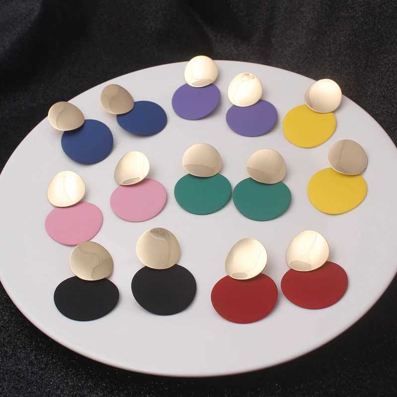 Charm Vintage Trendy Golden Color Round Metal Statement Earrings for Women Fashion Geometry Jewelry Zinc Alloy Exaggerated Drop Earrin