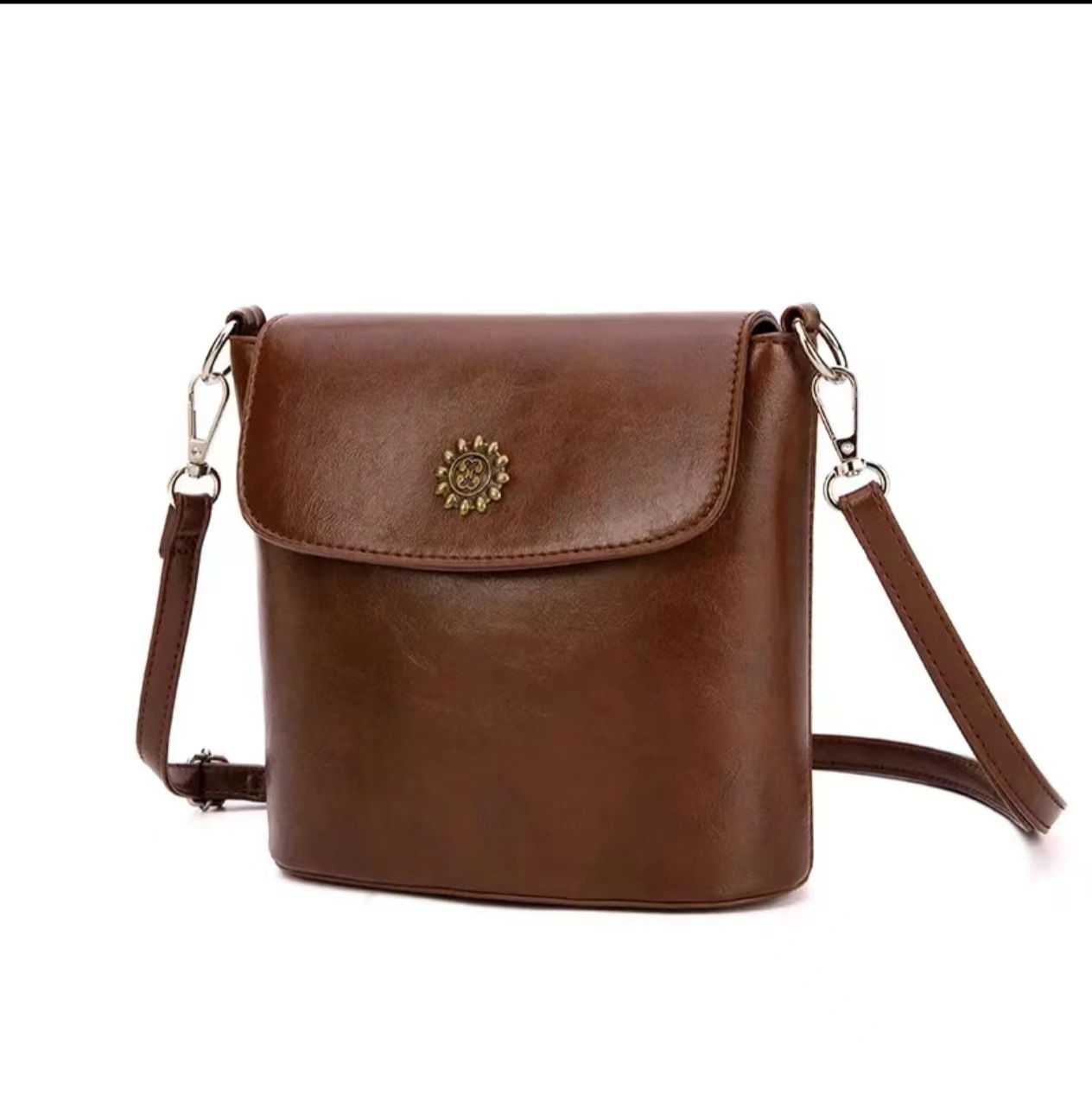 Street trend niche design new fashion diagonal cross sunflower women's casual versatile small bag retro bucket bag single shoulder crossbody bag