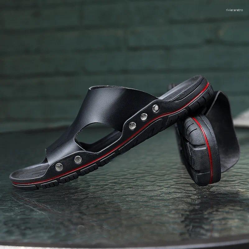 Slippers Mazefeng Casual 2024 Men Sandals Shoes Summer Flip ps Beach Leather Sandalias atos Hombre