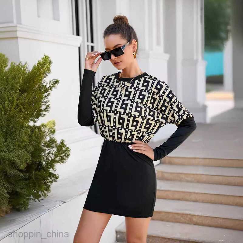 Basic Casual Women Dresses Women's Summer Splicing Slim Fit Wrap Hip Long Sleeve Dress