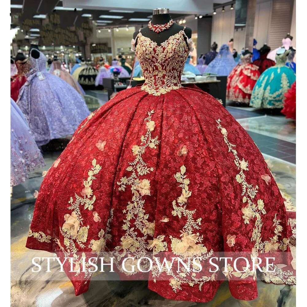 Stunning Mexico Red Sweetheart Quinceanera Dress Princess Ball Gown Perfect For Sweet 16 & Birthday Parties