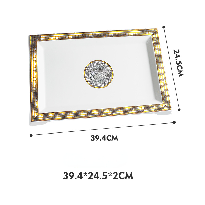 Square Plate European Creative Mosaic Edge Coffee Afternoon Tea Cutlery Tray Steak Western Dessert Ceramic Plate