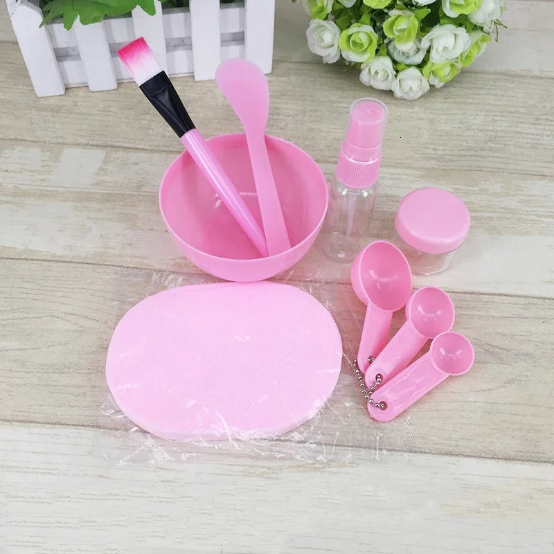 9/6/pcs Set Pink Mask Bowl Mask Full DIY Beauty Tools Mask Mixing Bowl Brush Spoon Stick Tool Face Care Kit 240626