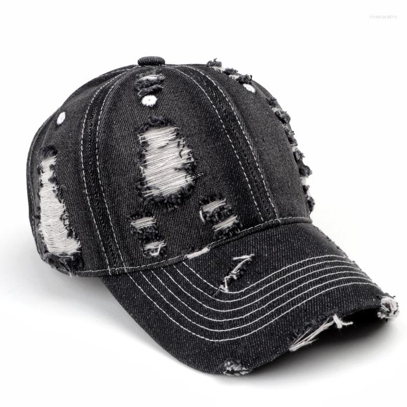 Ball Caps Hat Men's Spring And Summer Denim Ripped Peaked Cap Female Personality Street Fashion Baseball Sun Protection