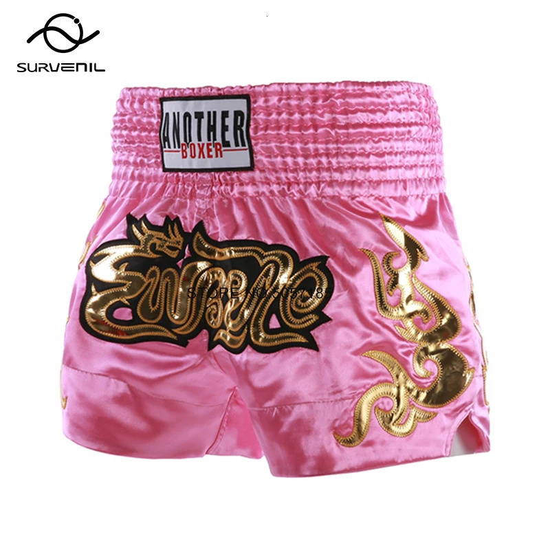 Boxing Shorts Womens Satin Muay Thai Shorts Men Kids Kickboxing Pants Professional Training Sanda Combat Grappling Fight Wear 240615