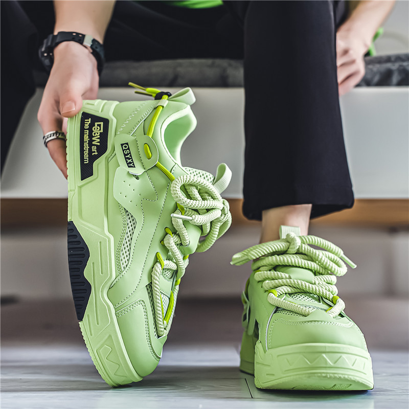 Men's shoes 2024 new summer mesh thick bottom inner height Hong Kong style trend of hundred and one casual sports shoes white shoes 323