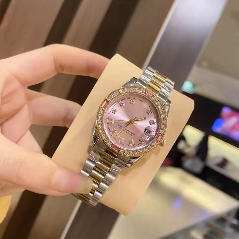 Gold Women Watch Top Brand 32mm Designer Wristwatches Diamond Lady watches For Womens Valentine's Christmas Mother's Day Gift Stainless Steel band Clock bag box