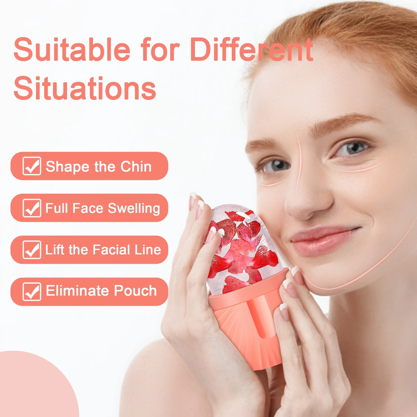 Silicone Ice Cube Trays Beauty Face Massager Con Eye Roller Treatment Reduce Skin Care Tool 240626