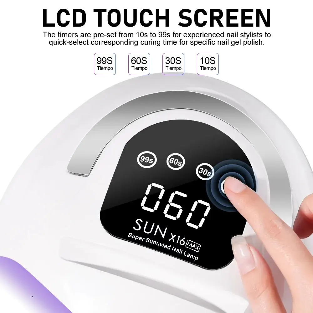 X16 MAX 320W UV LED Nail Lamp For Drying Gel Nail Polish Professional 72 LEDS Nail Dryer Light With Touch Screen Timer 240626