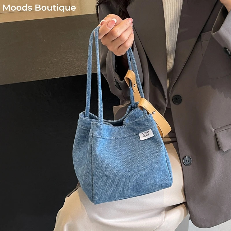 Deformable denim blue shoulder bag for womens 2024 luxury designer wallet and handbag large capacity underarm waist vagabond 240627