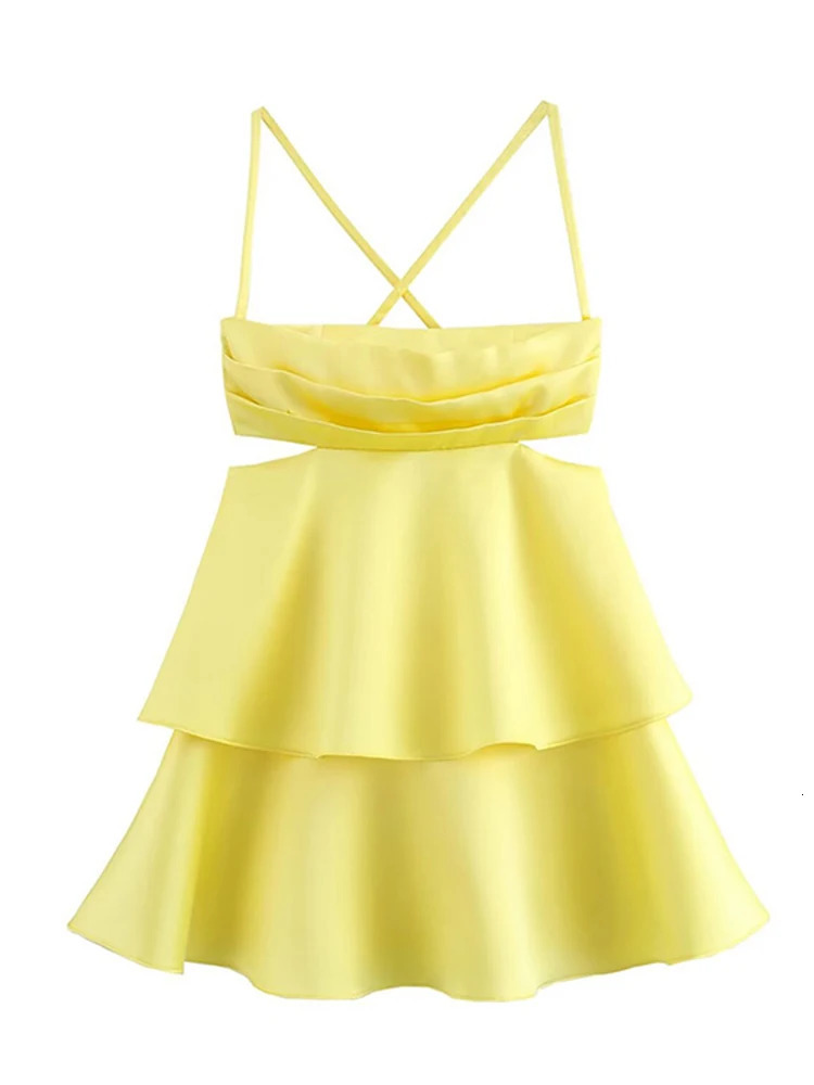 Sexy Backless Mini Dress Women Cascading Ruffle Sleeveless Female Cake Hem Dresses Party Vacation Beach Lady Vestidos 240627