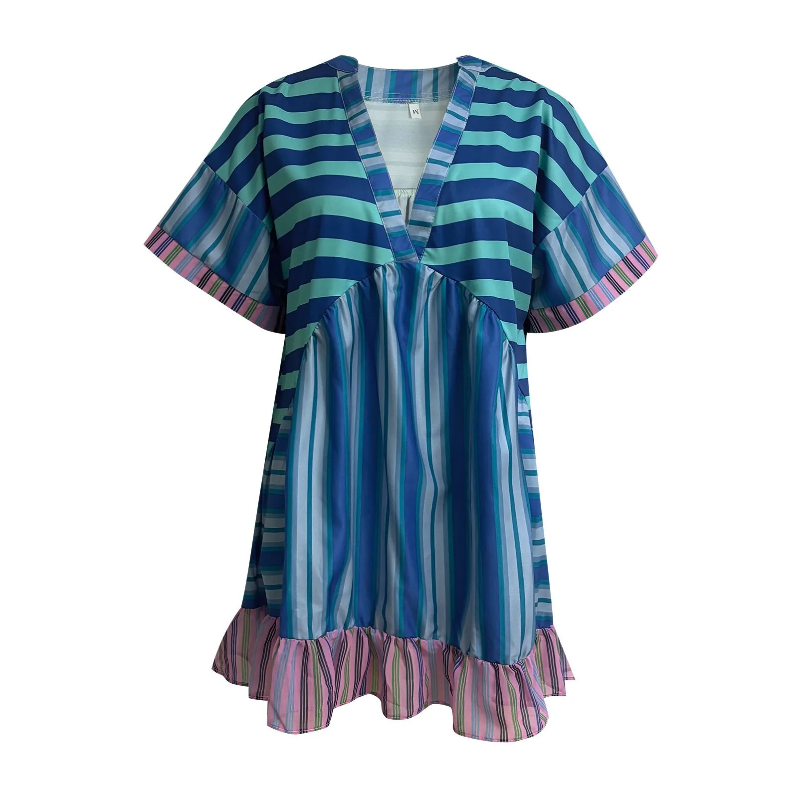 Fashion Summer Dresses Women Boho Flowy Dress Ruffle Mini Deep V Neck Casual Floral Vestidos Midi 240627