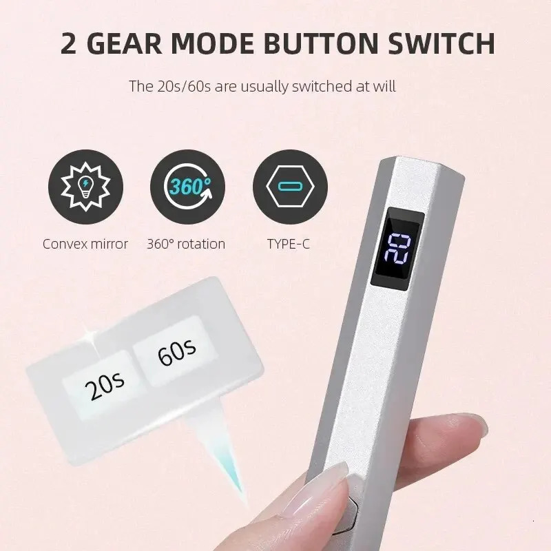 Mini Handheld UV Led Lamp For Nails Portable Rechargeable Nail For Curing Gel Polish With Display Manicure Machine 240626