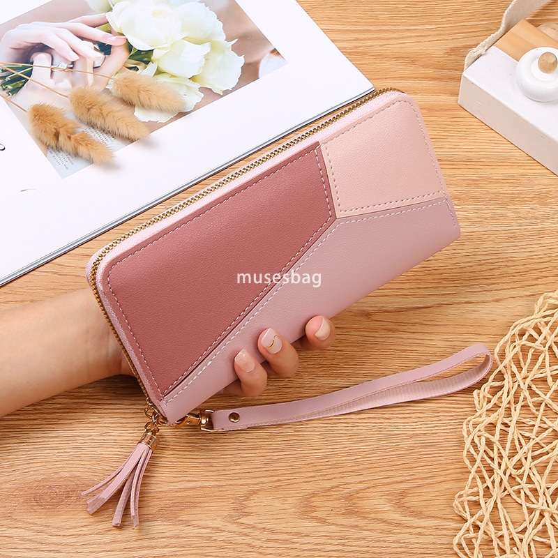 Designer Women's Fashionable and Fashionable New Handheld Bag Wallet Long Color Contrast Panel Zipper Tassel Practical Large Capacity Wallet Phon