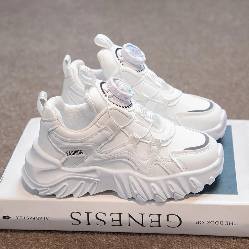 Children Girls Sneakers Fashion Gradient Leather Kids Sports Tennis for Girl White School Platform Sneaker Boy Shoes 240627 H260207 H260305