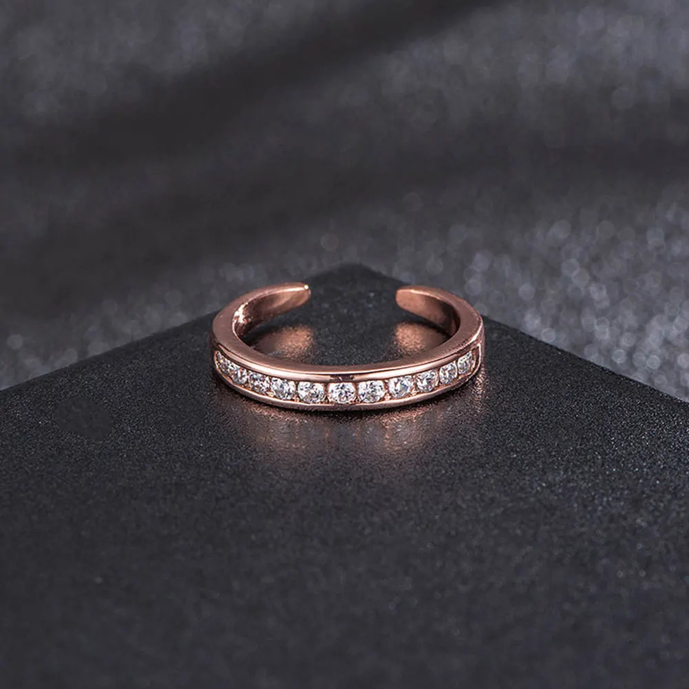 Simple Alloy Crystal Foot Ring Adjustable Opening Toe Ring for Women Girl Summer Beach Vacation Jewelry Finger Ring 240626