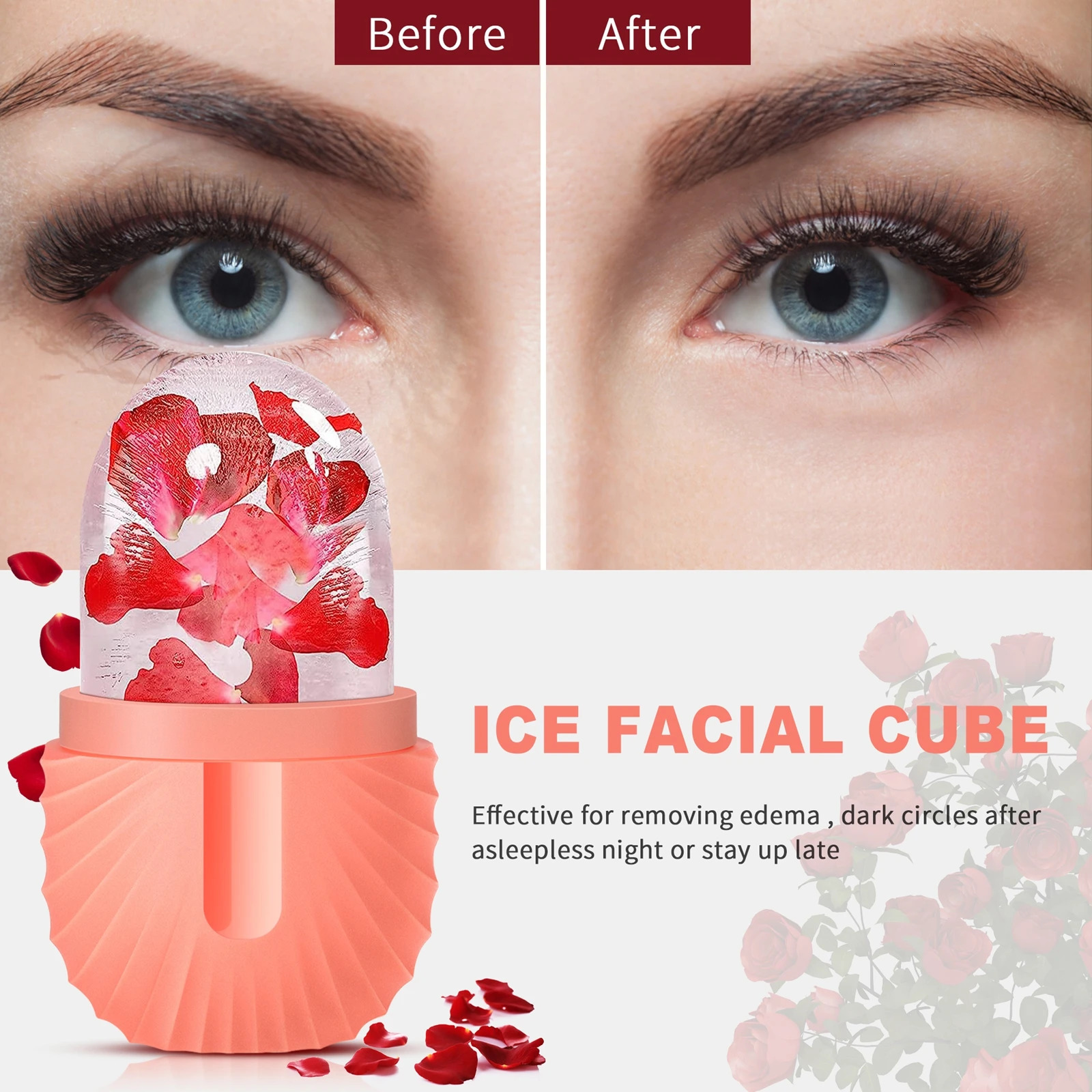 Silicone Ice Cube Trays Beauty Face Massager Con Eye Roller Treatment Reduce Skin Care Tool 240626