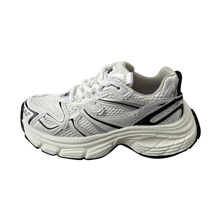 Daddy shoes female ins tide 2024 new spring and summer thick bottom sneakers mesh show feet small shoes silver casual shoes 232
