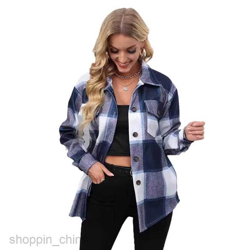 fashion Women Jackets Coats Women's autumn and winter printed single breasted medium length long sleeved jacket