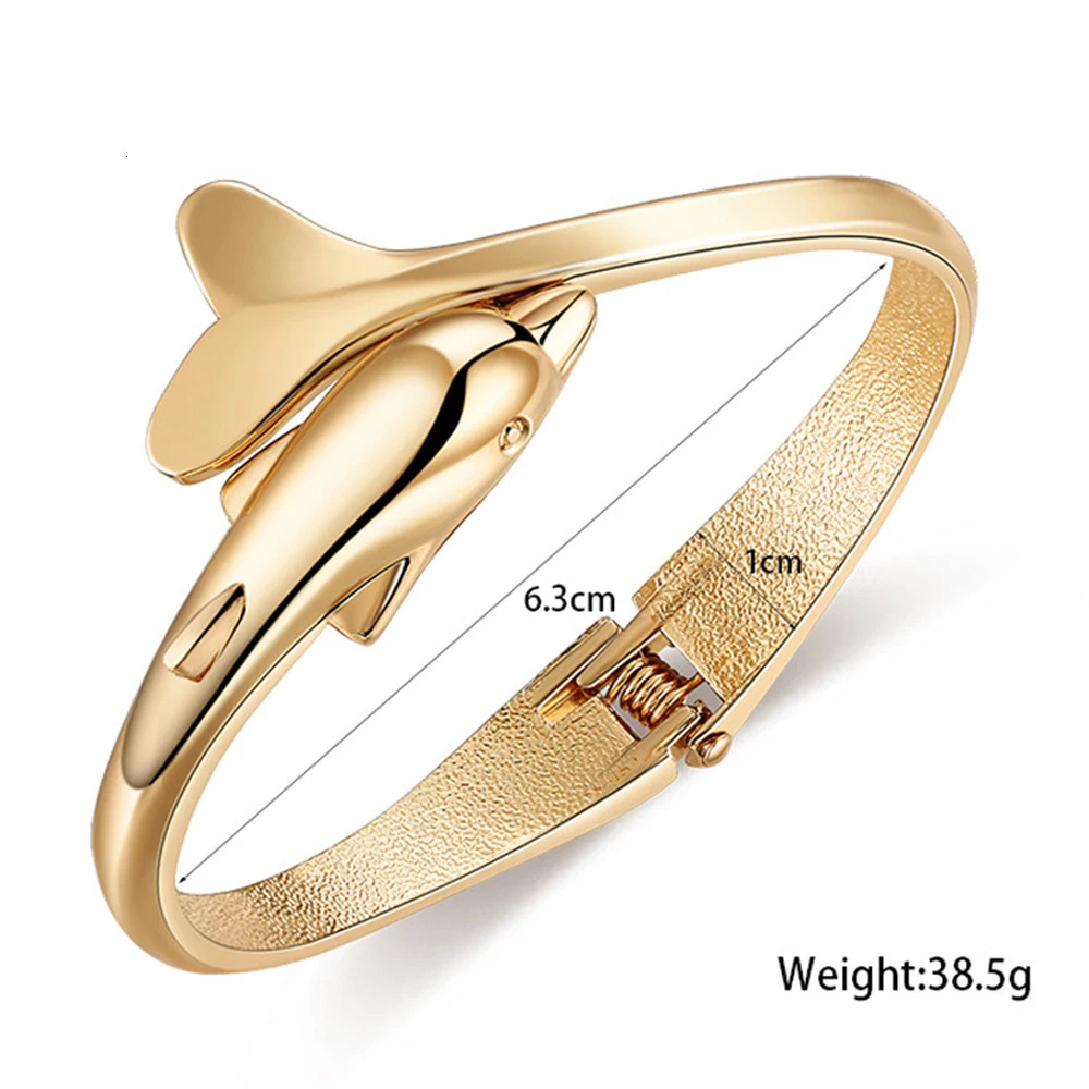 Arrivals Fashion Ladys Jewelry Animal Dolphin Bangle Statement Cuff Bracelets In Gold or Silver Color for Women Enagagement 240626