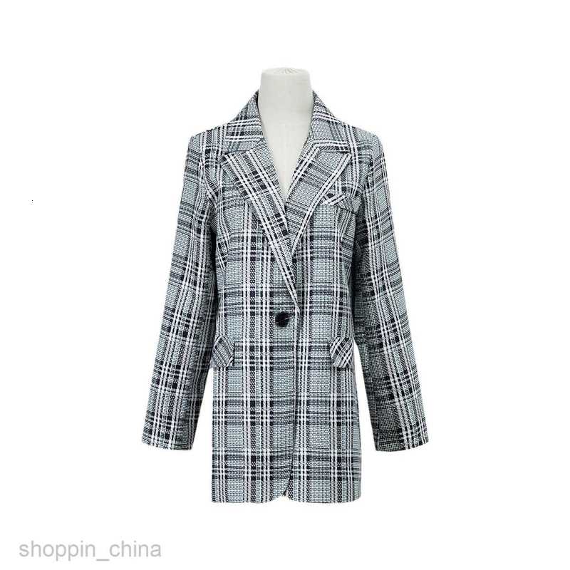 fashion Women Jackets Coats Women's autumn and winter plaid lapel medium long suit coat