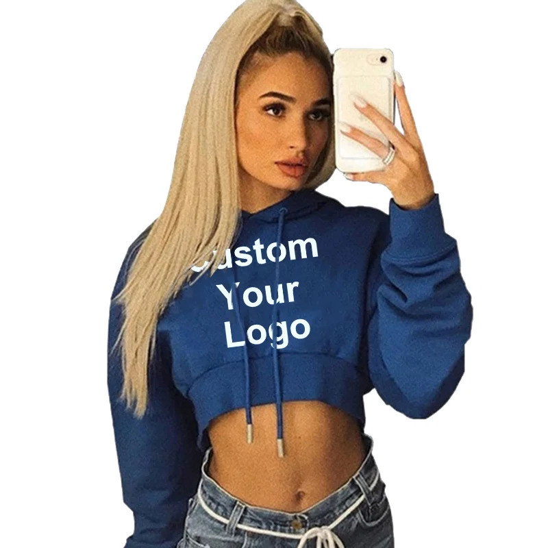 Fashion Custom Your Women Hoodie Sweatshirt Short Top Coat Sport Pullover Hooded Tops Female Autumn Winter Clothes Crop 240627
