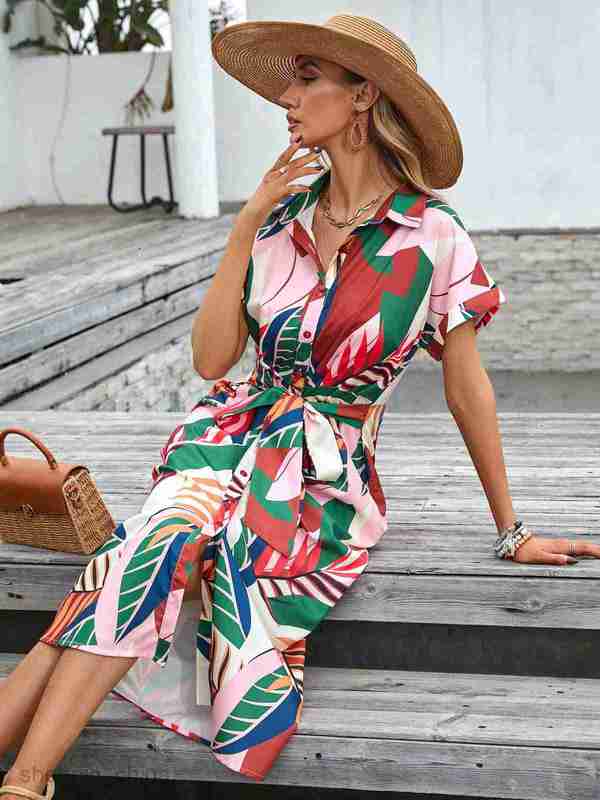 Basic Casual Dresses Women Dress Women's Dress Summer Tailored Single breasted Women's Wear