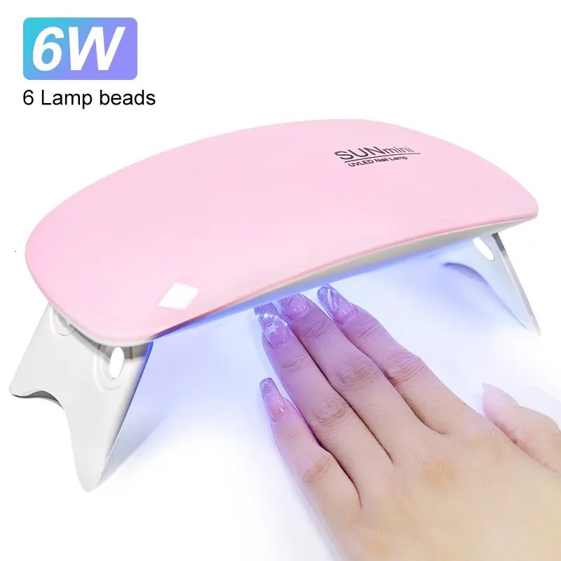 6W Mini Nail Dryer Machine Portable 6 LED UV Manicure Lamp Home Use Nail Lamp For Drying Polish Varnish With USB Cable 240626
