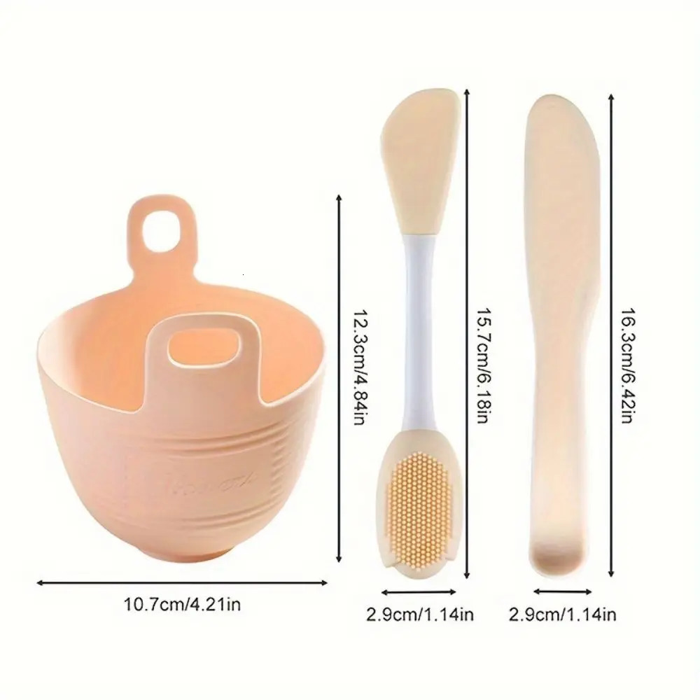 4pcs Face Mask Mixing Bowl Set Includes Silicone Mask BowlMask SpatulaMeasuring ScoopDouble Head Face BrushTool Kit For Mask 240626