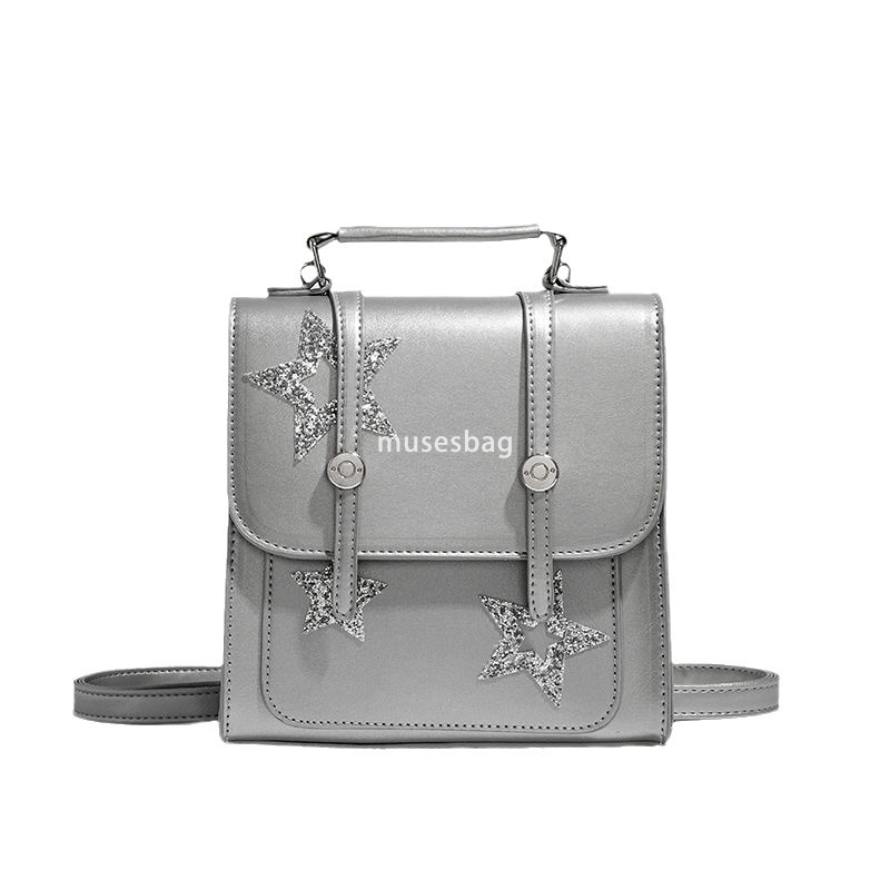 High quality silver shoulder bag for women's autumn new trendy student backpack single shoulder large capacity handbag niche travel bag