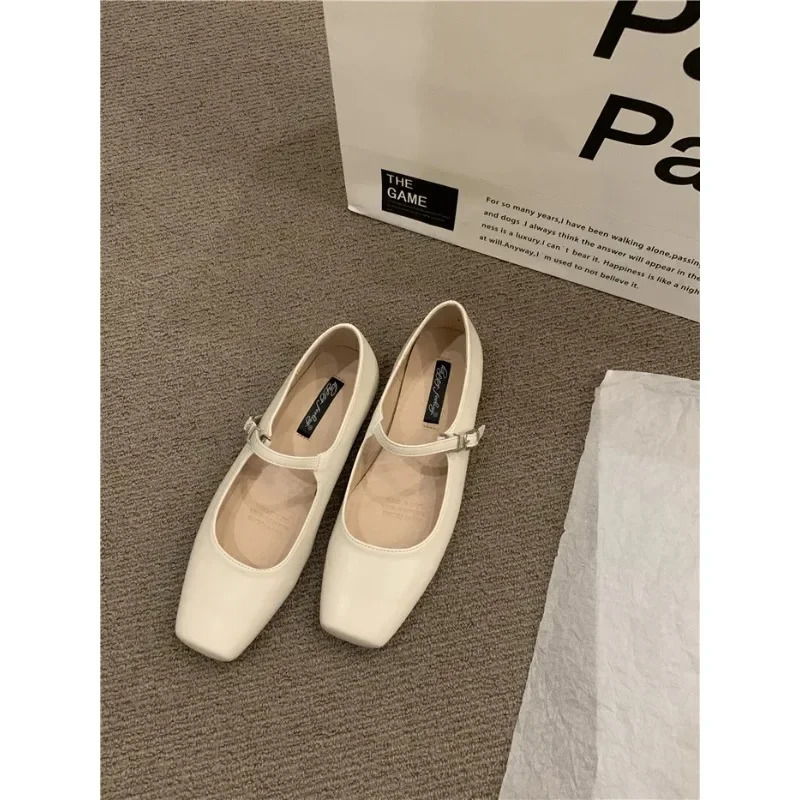Summer Women Flats Fashion Square Toe Shallow Mary Jane Shoes Soft Casual Ballet Shoes Slingback Shoes Black 240627