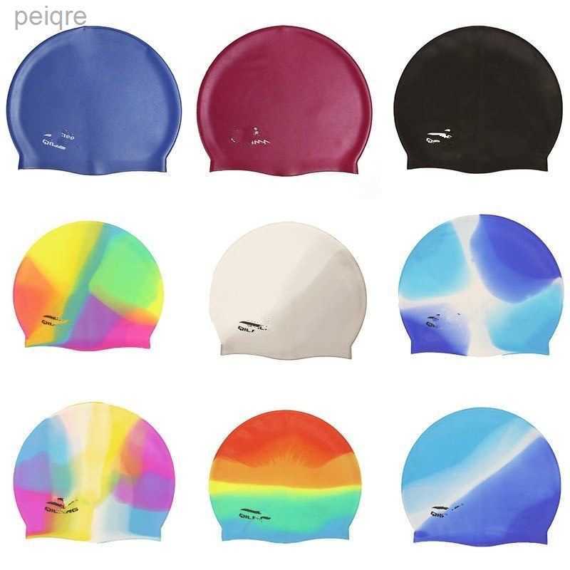 Swimming Caps Swimming Cap Silicone Women Men Waterproof Plus Size Colorful Adult Long Hair Sports High Elastic Adults Swim Pool Hat