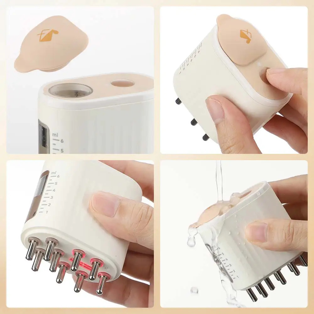 Electric Vibration Massage Comb Red Light Micro-current Medicine Applicator Portable Hair Nourishing Promote 240626