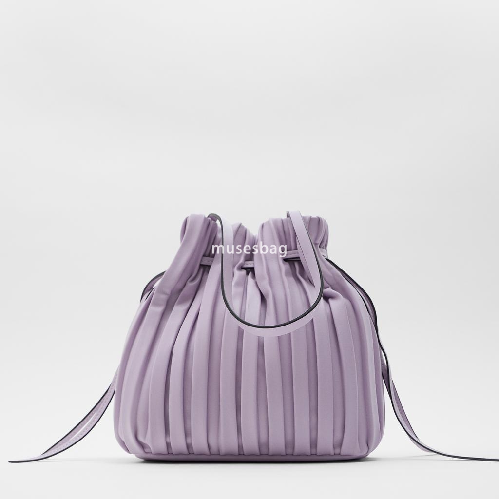 Women's Bag New High Quality Large Capacity Versatile Mini Bucket Bag High Quality Small Pleated Strap Mouth Single Shoulder Crossbody Handbag