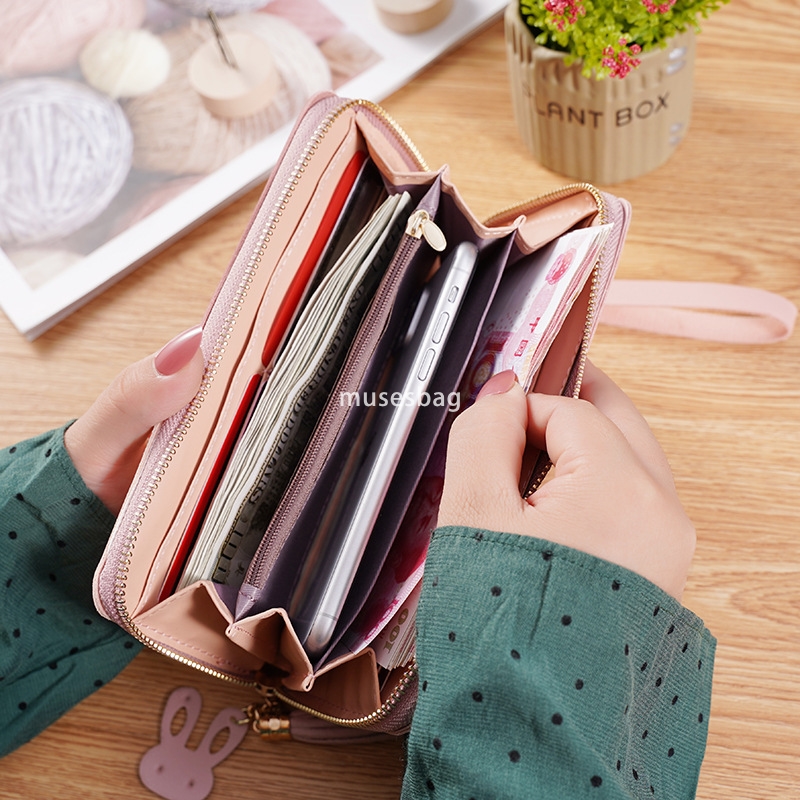 Designer Women's Fashionable and Fashionable New Handheld Bag Wallet Long Color Contrast Panel Zipper Tassel Practical Large Capacity Wallet Phon