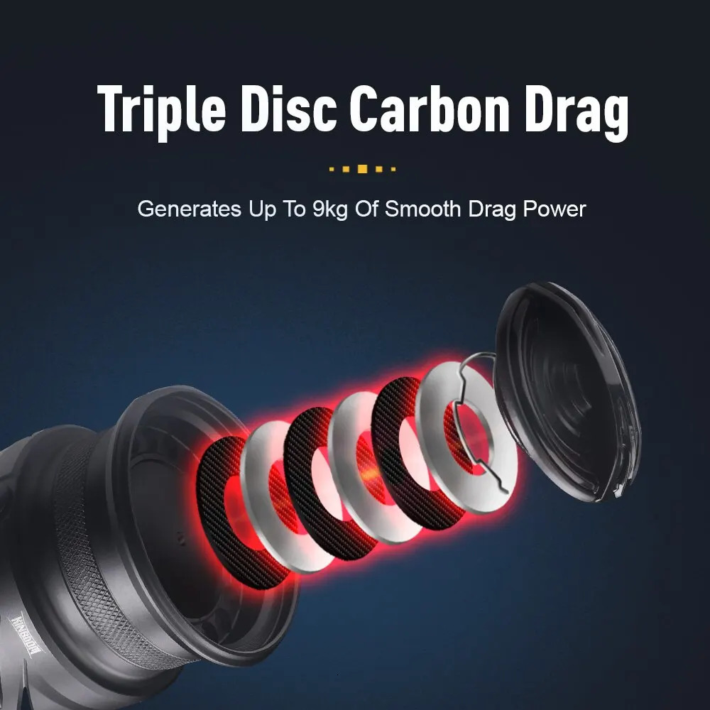 Kingdom Tegmen 5.2 1 6.2 1 143g Spinning Fishing Reels High Speed Gear Ratio Light Carbon Fiber Body Drag 101 Bearing Quantity 240620