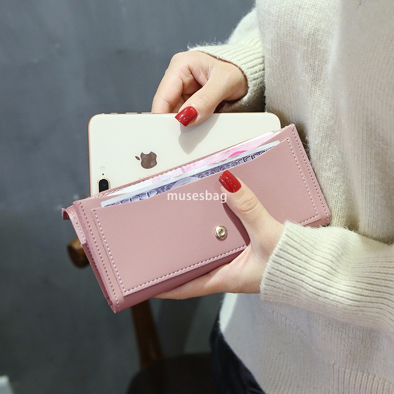 Fashionable Women High end Wallet New Korean Edition Trendy and Personalized Long Style Small and Fresh Multi functional Buckle Retro Thin Zero Wallet