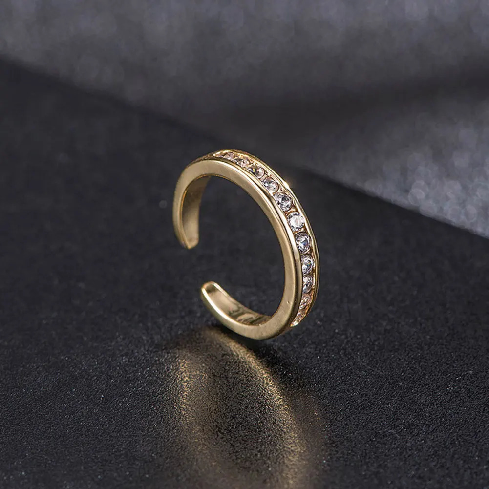 Simple Alloy Crystal Foot Ring Adjustable Opening Toe Ring for Women Girl Summer Beach Vacation Jewelry Finger Ring 240626
