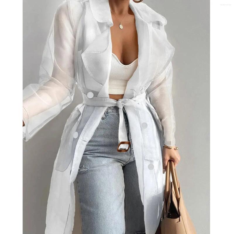 Mesh Transparent Trench Coat | Lace-Up Sunscreen Shirt For Women 2024 B4