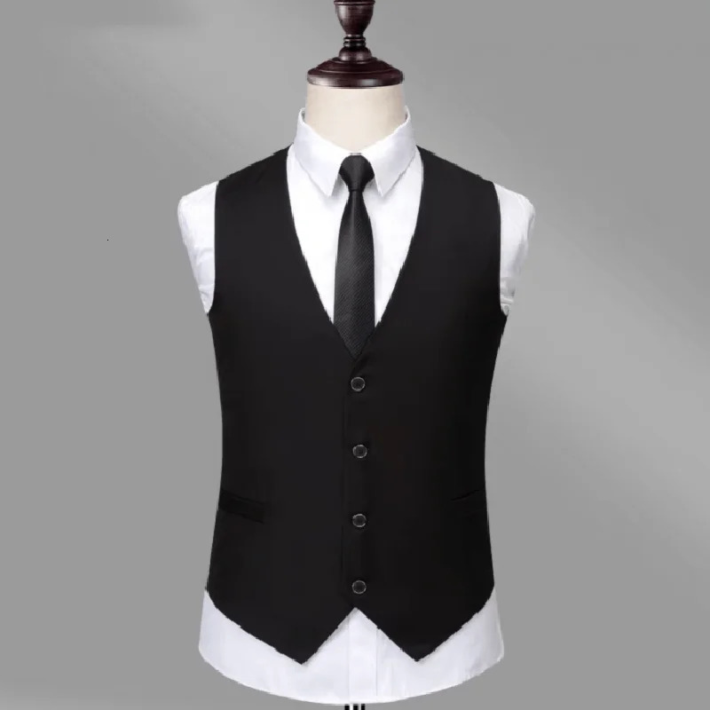 Fashion V-Neck Button Solid Color Business Vests Blazer Men Clothing Autumn Oversized Casual Tops Loose Korean Blazers 240615